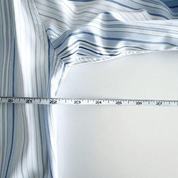 Tommy Hilfiger Men 80s 2 Ply Fabric Button Down Long Sleeve Stripes Blue White M - Picture 7 of 8